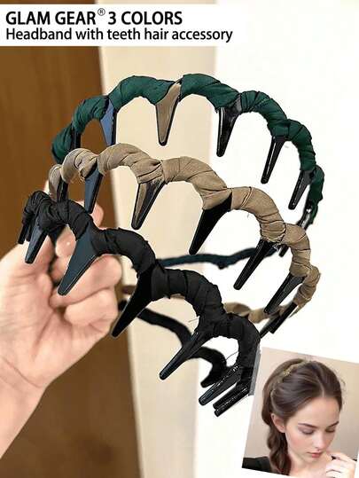 3pcs Women's Elegant Gothic Headbands - Floral Teeth Decoration, New Women's Hair Accessories, Handwoven Headbands, Multifunctional Hairband Ornaments, Instant Voluminous High Skull Effect, Non-Slip Serrated Design, Vintage Decorative Hair Accessories, Fashionable Hairpieces For Daily Wear, Women's Fashion (Satin, One Size)