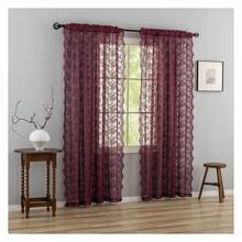 WineLace Curtains 90 Inches Long 2 Panels Elegant Floral Burgundy Sheer Curtain Panels For Living Room Patio Sliding Door Rod Pocket Wedding Party Christmas Decor 52" W X 90" L - 多色637 - 查看 3