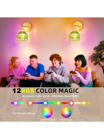 Battery Powered Wand Lights Remote Control, Wireless Lamps Large Capacity Dimmable Magnetic RGB Bulbs, Rechargeable Bedside, Bedroom, Living Room, Corridor view 2