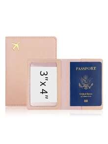 1个PU皮革极简护照夹，适合日常使用、户外旅行、商务旅行、家庭护照夹，带有飞机图案，旅行配件。烫金飞机图案，皮革护照包。 - 彩色 - 查看 13