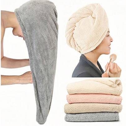 超细纤维毛巾、发帽、优质速干超强吸水超柔软舒适头巾，适用于毛躁卷曲受损发质，浴室家居旅行健身房必备品（多色套装）家居浴室装饰夏季发帽