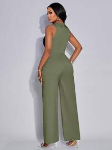 Mono cruzado sexy y elegante para damas - Verde militar - Ver 2