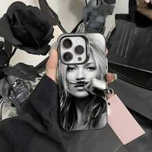 Funda para teléfono Singer K Kate Moss 17 16 15 14 13 12 11 Pro Max gris negro mate láser metálico aurora funda carcasa rígida móvil diseño colección fashion accesorios protección - Z1 - Ver 1