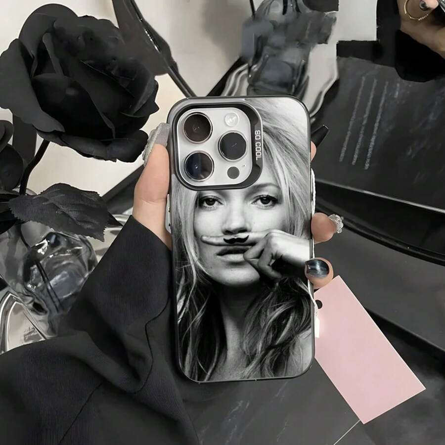 Funda para teléfono Singer K Kate Moss 17 16 15 14 13 12 11 Pro Max gris negro mate láser metálico aurora funda carcasa rígida móvil diseño colección fashion accesorios protección - Z1 - Ver 1