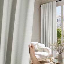 2025  Bedroom Curtains 2 Panels Sets Faux Linen Textured, Pinch Pleated Room Darkening Light/Heat Blocking Window Drapes Thermal Insulated For Living Room, Angora, W50 X L108, 2 Panels - 自然的 - 查看 10