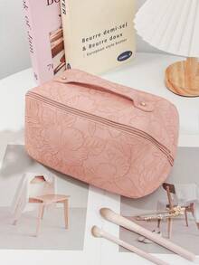 1 Peça Bolsa de Maquiagem Vintage de Estilo Retrô Multifuncional de Grande Capacidade com Estampa Floral, Bolsa de Maquiagem com Suporte, Bolsa de Toalete, Bolsa de Viagem e Higiene, Bolsa de Armazenamento de Cosméticos e Produtos de Cuidados com a Pele, com Design de Abertura Ampla para Fácil Acesso, Elegante e Portátil com Vários Compartimentos, Essencial para Viagens e Vida Diária, Presentes de Aniversário e Natal