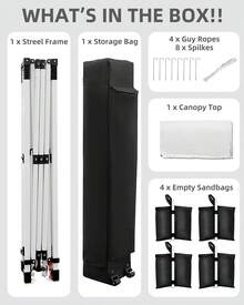 Carpa plegable para exteriores de 10 x 10 pulgadas, sin paredes laterales extraíbles, para una sola persona, resistente, comercial, instantánea, color blanco - Blanco - Ver 8