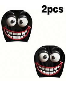 1/2pcs Fun And Quirky Red Lip Smiling Face Printed Car Headrest Cover, Ladies' Car Interior Decoration, Interesting And Practical, Suitable For All Seasons/Suitable For Travel/Daily Commuting, Ideal Gift For Friends And Close Friends