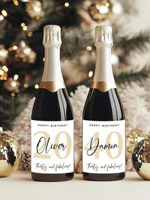 Customized Personalized Milestone Birthday Wine Label Gift, Wine Bottle Decoration Sticker, Wine Bottle Decor, Birthday Gift, Party Gift, Gift For Her, Elegant Floral Bottle Sticker With Name And Age, Suitable For Any Age Birthday Gift, Decorative Gift - Multicolor - View 5