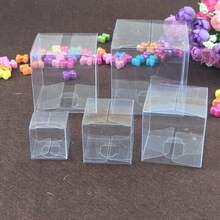 50 Clear PVC Macaron Boxes Transparent Square Cube Favour Packaging For Wedding Candy Chocolate Small Gifts Flat Pack Easy Assembly