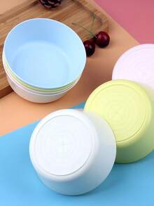 4 piezas Tazones redondos de plástico de colores, tazones para arroz, tazones para sopa, vajilla - Multicolor - Ver 5