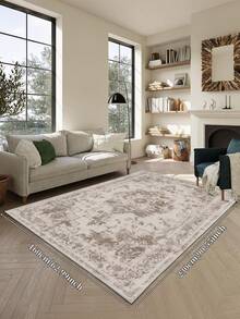 1pc Bohemian Style Light Grey Area Rug, Washable Faux Wool, 1160g/M² For Living Room Bedroom Kitchen Office Entryway - Light Grey - View 16