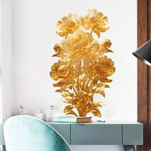 1件蓝色美人鱼雏菊牡丹花墙贴，Sacinora水彩花卉艺术乙烯基墙贴，金色花朵可移除乙烯基墙贴，适用于客厅卧室、家居装饰、墙面装饰 - 彩色 - 查看 12