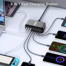 Bộ sạc USB-C 600W, 140W, trạm sạc nhanh 8 cổng GaN III, bộ sạc laptop PD 3.1 140W tương thích với MacBook Pro/Air, Steam Deck, Galaxy S24 - Nhiều màu - Xem 3
