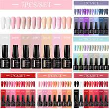 MEET ACROSS Set de 7 piezas de 7ml de esmalte de uñas en gel, de larga duración y resistente, libre de plomo, HEMA y TPO, esmalte de uñas en gel rosa semi-permanente y removible UV, diseño de manicura DIY, todos los productos adecuados para decoración, salón de uñas y manicura en casa - Multicolor - Ver 3