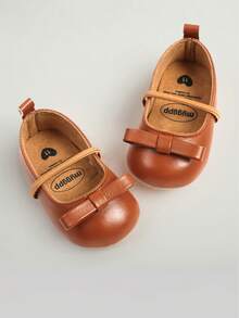 婴儿女童玛丽珍鞋防滑橡胶底芭蕾舞鞋公主裙婚鞋新生儿婴儿鞋学步鞋 - 駝色 - 查看 10