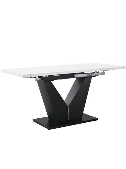 Telescopic Dining Tafel (99 159*75cm), Extendable Table, Space Saving Kitchen Large Work Surface, Flexible Home Office Living Room, Wit Shaped view 8