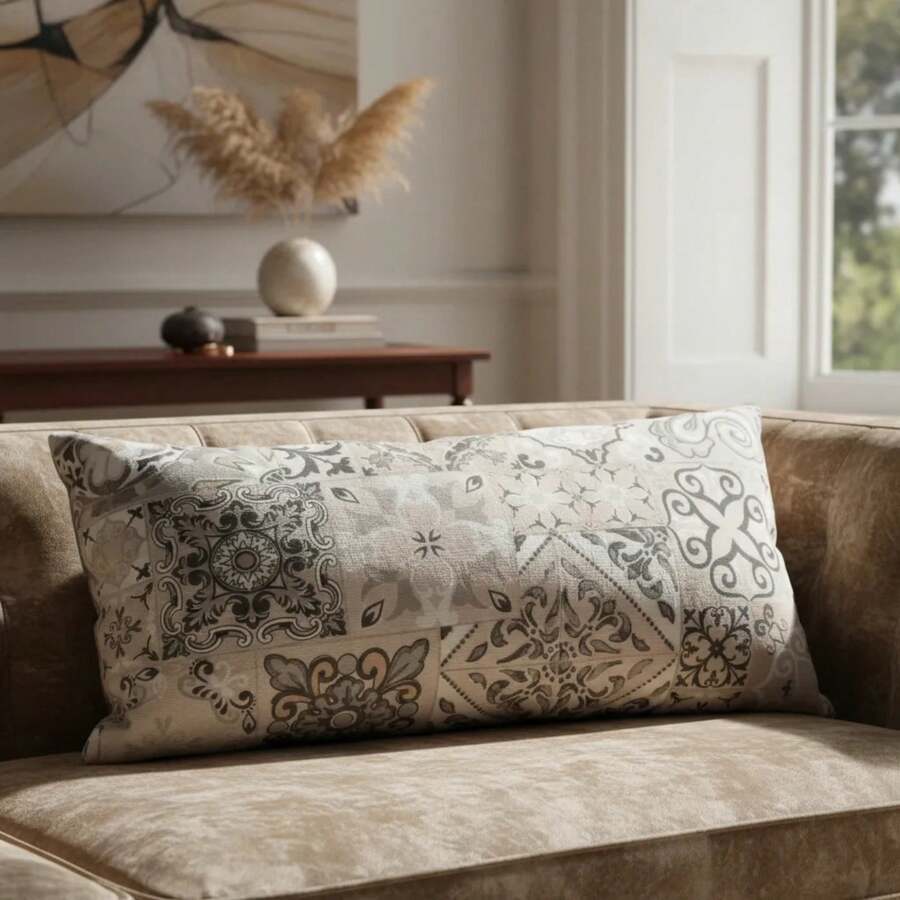 Cojin Cozumel Estampado Rectangular - Gris - Ver 1