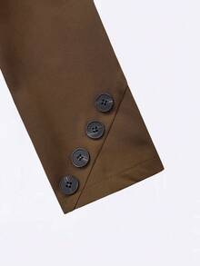 Women's Elegant Single Button Commuter Blazer - Chocolate Brown - View 5