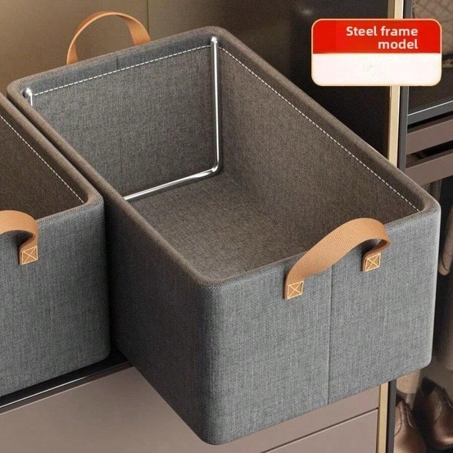 0% Chaos 100% Sorted! 1PC Multi-Color Thick Fabric Storage Box With Structural Design, Suitable For All Types Of Clothing Closet Storage Cabinets, Durable Storage Solutions, Easy To Carry, Suitable For Families And Dormitories, Suitable For Relatives, Sisters, Friends, Classmates, Colleagues Birthday Gifts, Holiday Gifts, Christmas Gifts - Xám-1PC - Xem 1