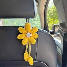 AD 1 件可爱雏菊花高档汽车座椅靠背挂钩，多功能车内储物小挂钩，适合女士