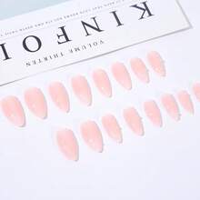 Pink Medium Press On Pearl Nails Gradient False Almond Nails Full Cover Acrylic Fake Nails For Women And FFgirls 24PCS{Inchcolor_nameinch:InchColor4inch} - 顏色4 - 查看 3
