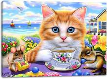 2025 Christmas Canvas Wall Art Print 12" X 16" With Timer | LED Lighted Design - Cat Tea TIme - View 7