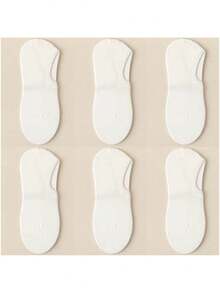 Kit Of 6 And 12 Pairs (Random) Women's Invisible Slipper Socks, Adult Sizes 34 To 38, With Silicone On The Heel. - 白色的 - 查看 3