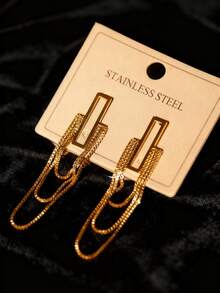 1 Pair Of Elegant And Unique 18K Gold Tassel Earrings, Vintage Western Style Design, Perfect Gift For Girlfriend, Family And Friends. Ideal For Christmas, Valentine's Day Or Everyday Wear. - Yellow Gold - View 6