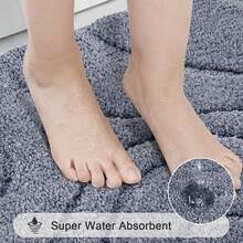 Pauwer Bathroom Rugs Sets 5 Piece With Lid Cover Bathroom Shower Rugs With U-Shaped Contour Toilet Mat Absorbent Microfiber Plush Bath Mats Non Slip Bath Rugs Machine Washable Bathroom Floor Mats - Dark Grey Line - 查看 6
