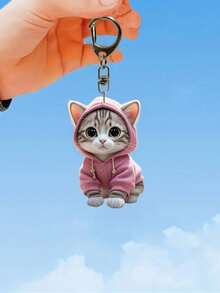 1pc/2pcs Cute Cartoon Cat Acrylic Keychain,Cute Cat Accessories,Fashion Backpack Pendant,Tote Pendant Decoration,Wallet Pendant,Pendant Keychain For Couples Bag Accessories Gift Waterproof, With Lobster Clasp, Ideal Gift For Family & Friends, Perfect For Birthdays And Special Occasions,Back To Scholl Gift - Multicolor - View 5