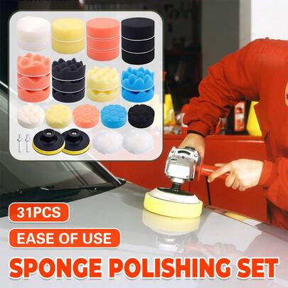 Aimall 3 Inch Car Beauty Waxing Sponge Polishing Set High Density For Car Care Reusable