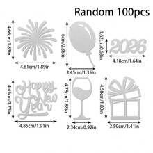 100片装，闪亮金色银色2026新年快乐烟花气球酒杯礼品桌饰五彩纸屑，2026新年装饰五彩纸屑，新年快乐贴纸，周年纪念五彩纸屑，除夕五彩纸屑，新年五彩纸屑 - 彩色 - 查看 12