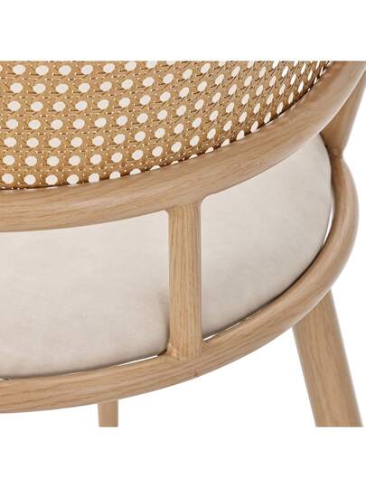 Pu Seat Cushion Rattan Chair, Beige, Black, Restaurant, view 7