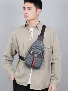 经典男士花卉胸包，时尚百搭斜挎包，大容量多功能轻便单肩包，胸前包，男女通用，带耳机孔，日常通勤包，商务包，礼品，学生包 - NO.2 - 查看 10