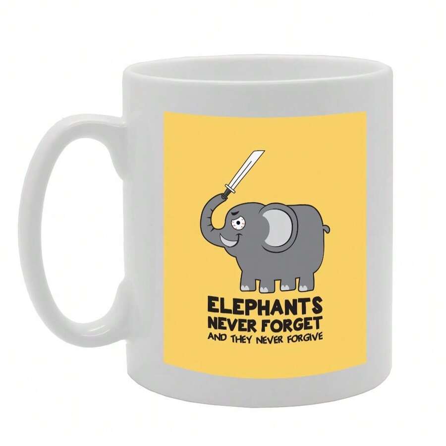 Coralgraph Elephants Never Forgets And They Never Forgive Printed Tea Coffee Ceramic - Funny Printed Coffee Mug - Great Gift Idea MG2284 - 白色 - 查看 1