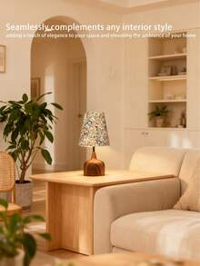 1pc LED Wooden Grain Metal Desk Lamp, Retro Fabric Pleated Lampshade Soft Light, Nordic, Italian Style, Rustic Living Room Bedroom Modern Minimalist Reading Study Desk Personalized Creative Minimalist, Warm Light Decor Multi-Purpose Warm Light Camping Romantic Elegant Atmosphere Bedside Lamp - Multicolor - View 2