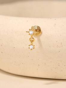 1件星月925纯银耳钉，女士耳钉，垂坠式耳环，适合日常佩戴，也适合周年纪念等场合，精美珠宝。 - 彩色 - 查看 4