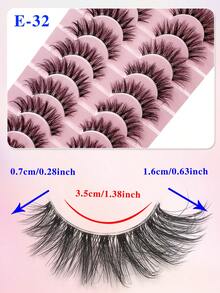 10 Pairs ENCHUW Natural Looking Cat Eye False Eyelashes, Transparent Stem, Fluffy & Soft, Suitable For Makeup - Black - View 2