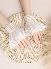 1 Pair Fabric Flared False Cuff Sleeves, Suitable For Pairing With Dresses