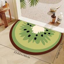 1pc Creative Half-Circle Cartoon Kiwi Printed Faux Wool Floor Mat, Soft Non-Slip Absorbent Washable Bathroom Rug, Comfortable Dirt-Resistant Doormat Carpet For Living Room, Bedroom, Kitchen, Laundry Room, Bathroom - Multicolor - View 7