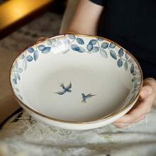 1pc Handmade 9-Inch Unique Ceramic Plate, Salad Plate, Serving Plate, Suitable For Holding Vegetables, Noodles, Fruits, Desserts, Ideal Holiday Gift - Multicolor - View 11