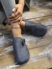 أحذية نسائية ذات قاع ناعم مع زخرفة فيونكة، طراز كلاسيكي متعدد الاستخدامات للربيع والخريف، مقاسات كبيرة