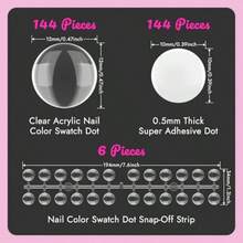 144pcs Gel Nail Polish Color Display Swatch Dots With Stickers Clear Transparent Acrylic Plastic Labels Nail Art Paint Color Analysis Chart Sample Accories Nail Tech Must Have Salon Supplies - như hình ảnh - Xem 6