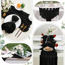 1 Pack Black Table Runner Retro Rustic Transparent Table Runner Suitable For Wedding Party Bride Long Table Decoration - Black - View 4