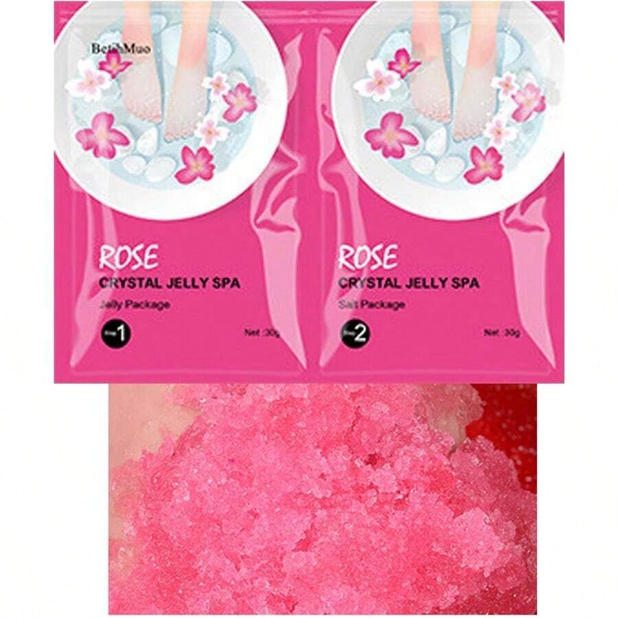 Foot Soak TubCrystal Jelly Spa Foot Soak - Moisturizing Pedicure Bath Rejuvenating Salts for Dry Feet Relaxing Home Women and Men Softening Revitalizing Care with Refreshing Formula SoothingFoot Soak Tub - Rosa - Ver 1