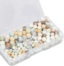 340 Uds Cuentas Redondas de Piedra Sueltas Cuentas de Piedra para Hacer Joyas con Caja de Almacenamiento para Hacer Pendientes, Pulseras y Collares (10 mm,8 mm,6 mm,4 mm) - 1 - Ver 6