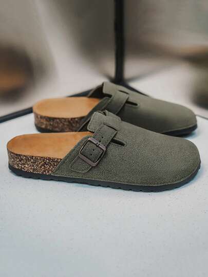 轻便户外男士凉鞋，舒适防滑男士拖鞋，勃肯鞋软木底耐穿男士木屐，高品质品牌男女鞋，户外厚头男士凉鞋（不对称图案）