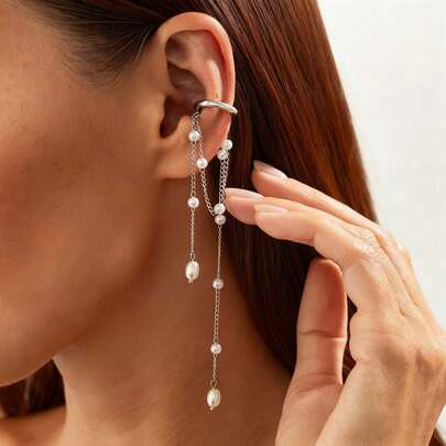[3 Styles Available] European & American Cross-Border New Fashion Princess Style Tassel Ear Clips, Elegant Long Ear Clips Earrings Suitable For 10 Occasions