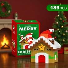 4 合 1 748 件圣诞老人设计积木套装、圣诞主题积木饰品、迷你积木、DIY 圣诞袜填充物、圣诞新年生日礼物、派对礼物 - 彩色 - 查看 19